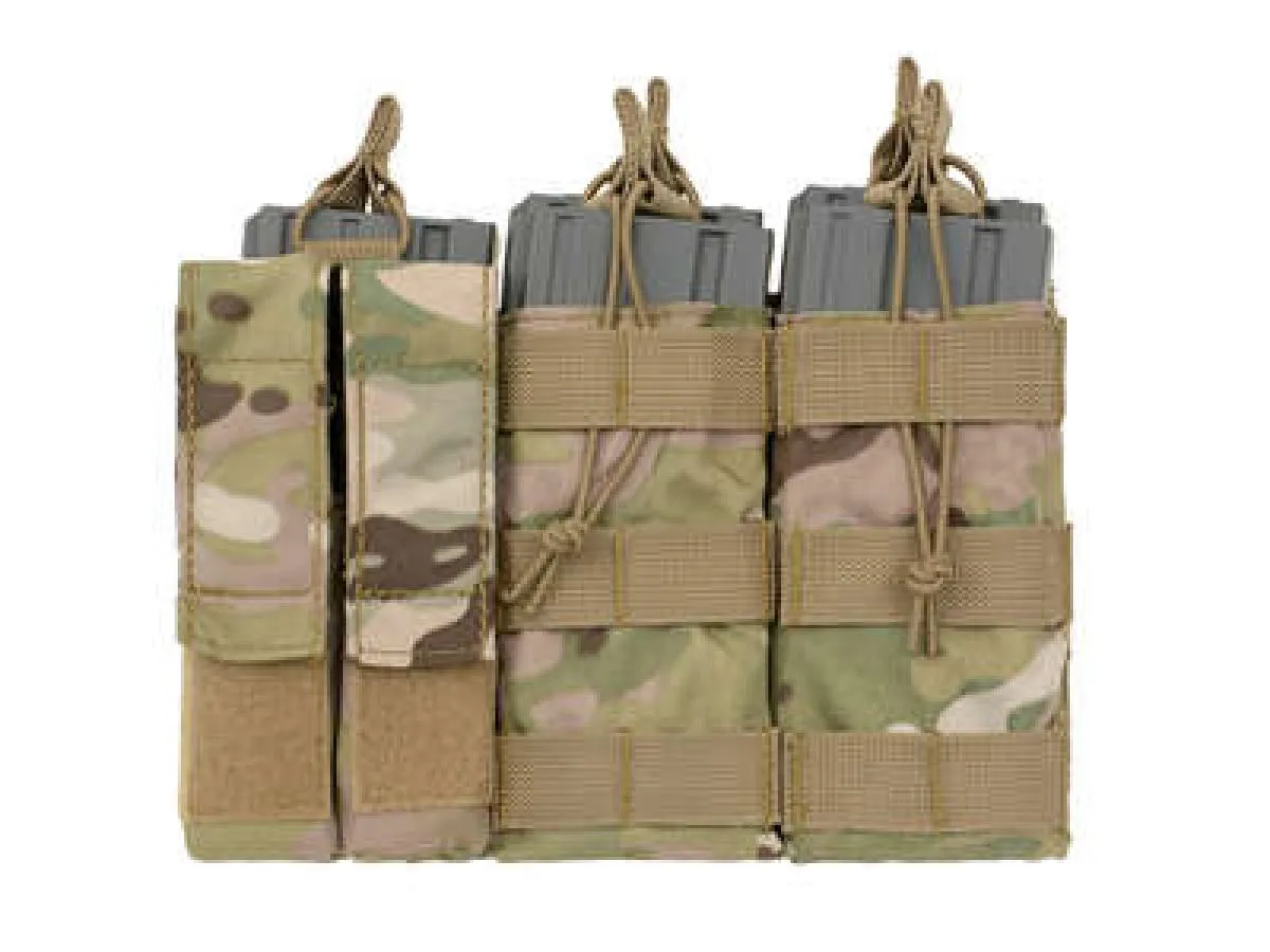 8 Fields Triple 5.56 Mag/Pistol Pouch Panel (5 + 2) MultiCamo